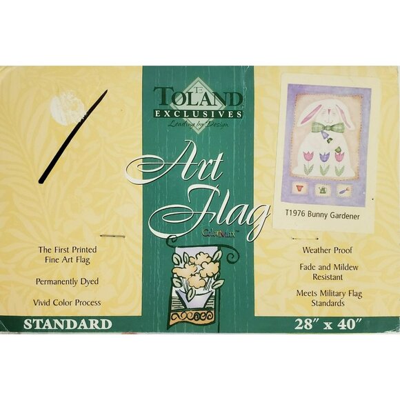New Toland Bunny Garden Flag 28x40 Spring Rabbit Tulips Flowers Country Easter - Picture 2 of 7